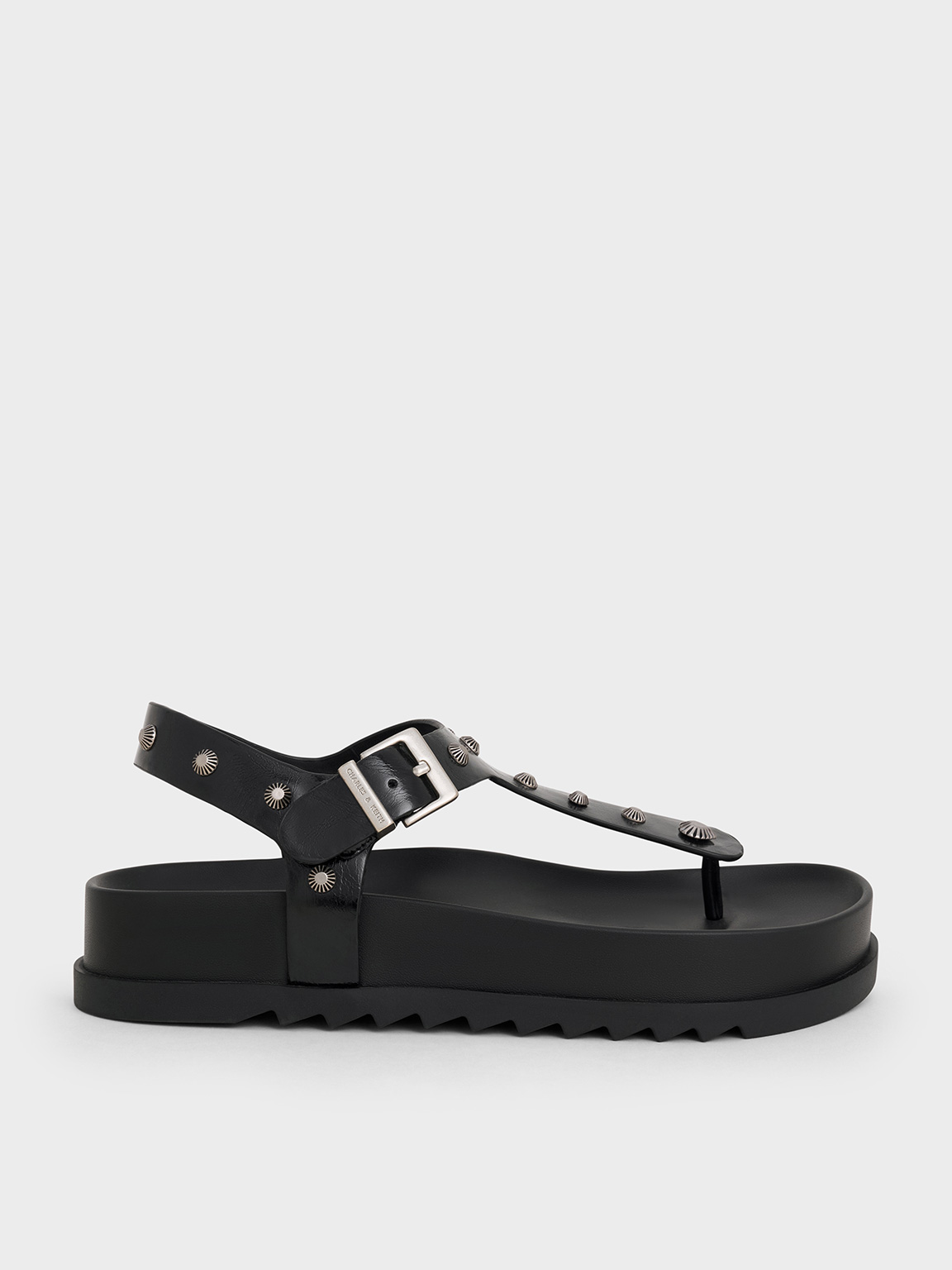 Charles & Keith - Studded Heart-Embellished Thong Sandals