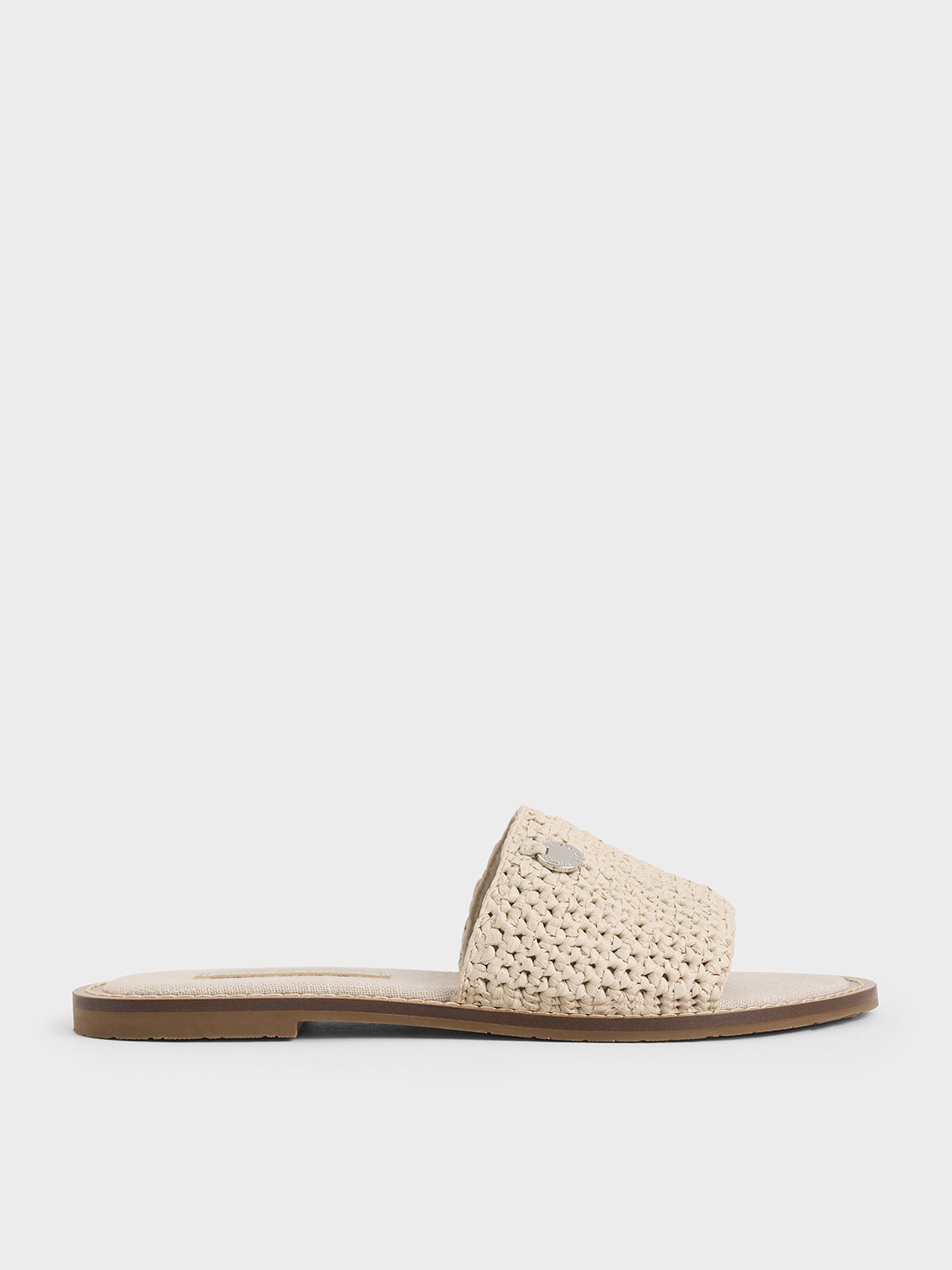 Charles & Keith - Raffia Woven Slide Sandals