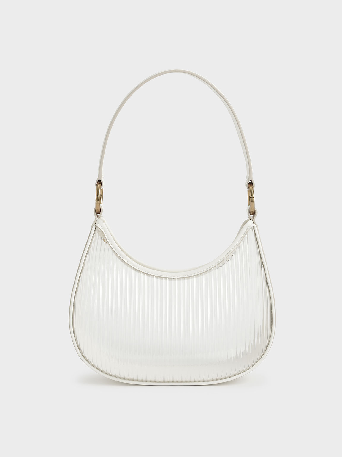 

Acrylic Chain Handle Hobo Bag, White