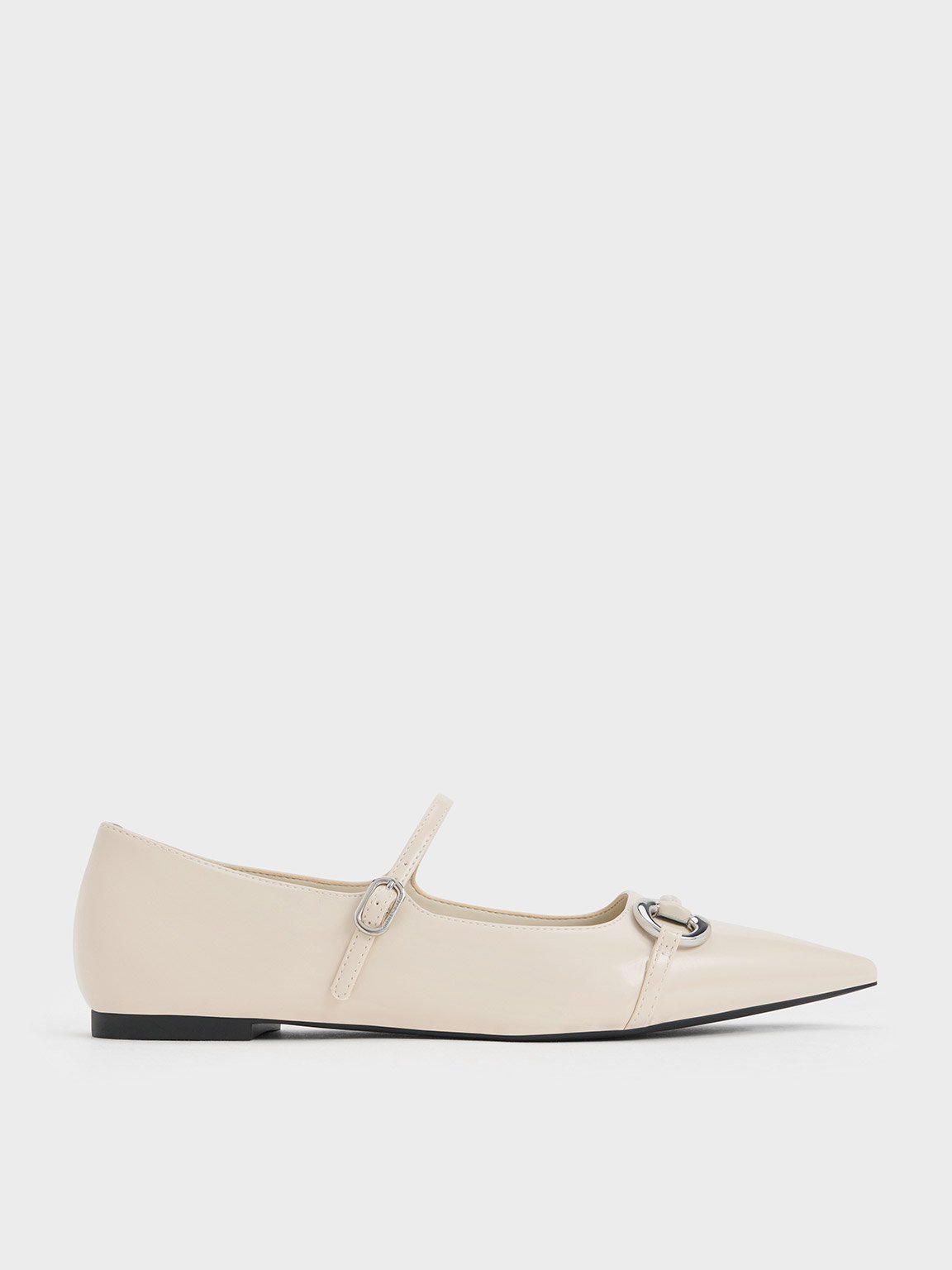 Charles & Keith - Metallic Accent Pointed-Toe Mary Janes