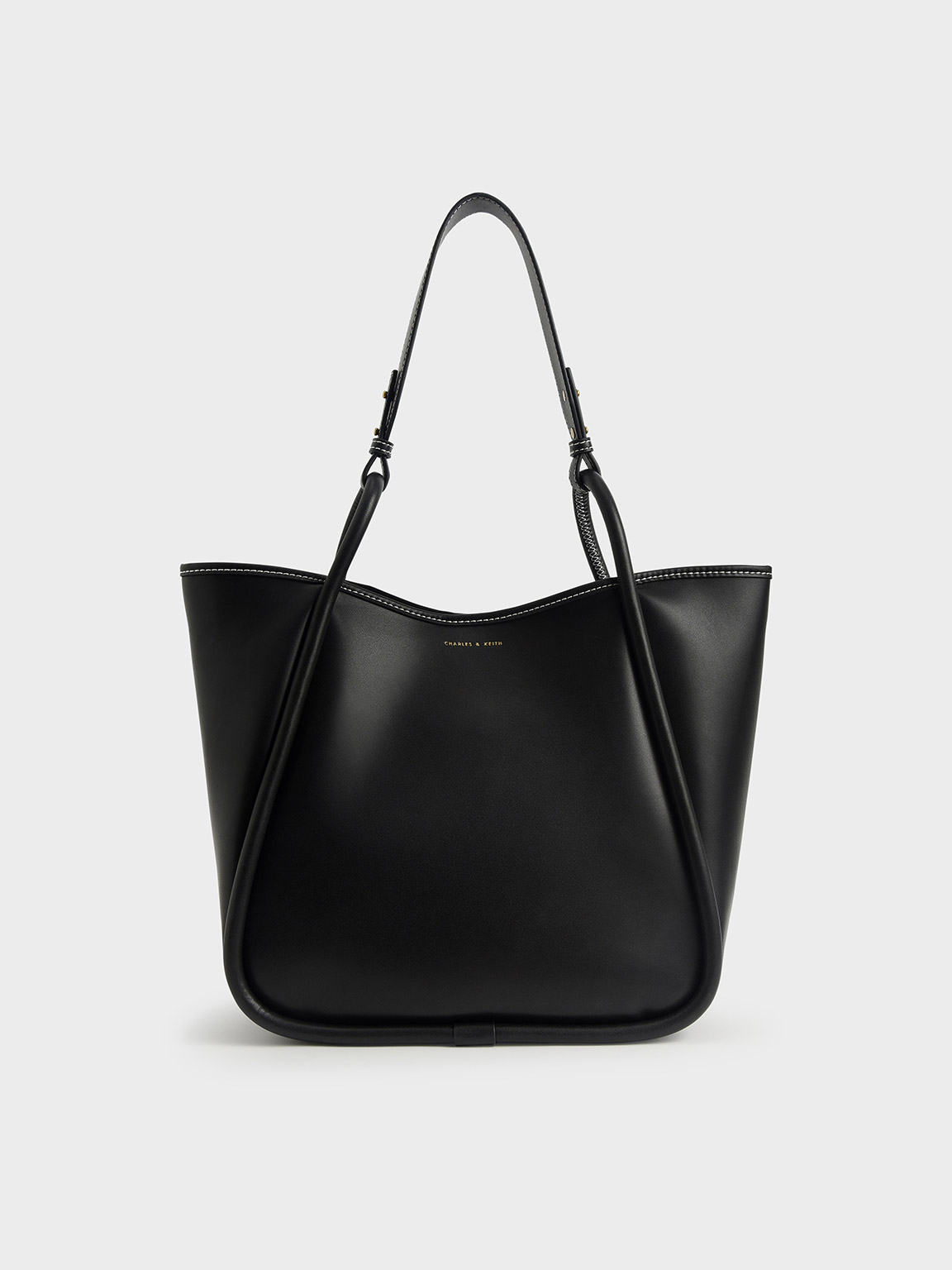 Black Tubular Slouchy Tote Bag - CHARLES & KEITH UK