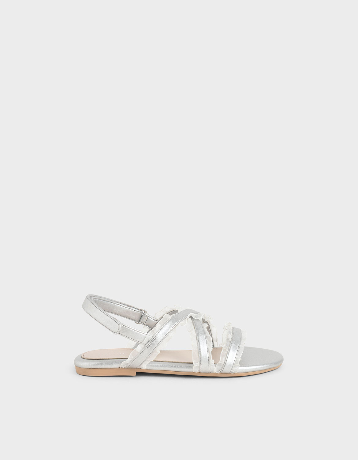 

Girls' Metallic Frill-Trim Flat Sandals