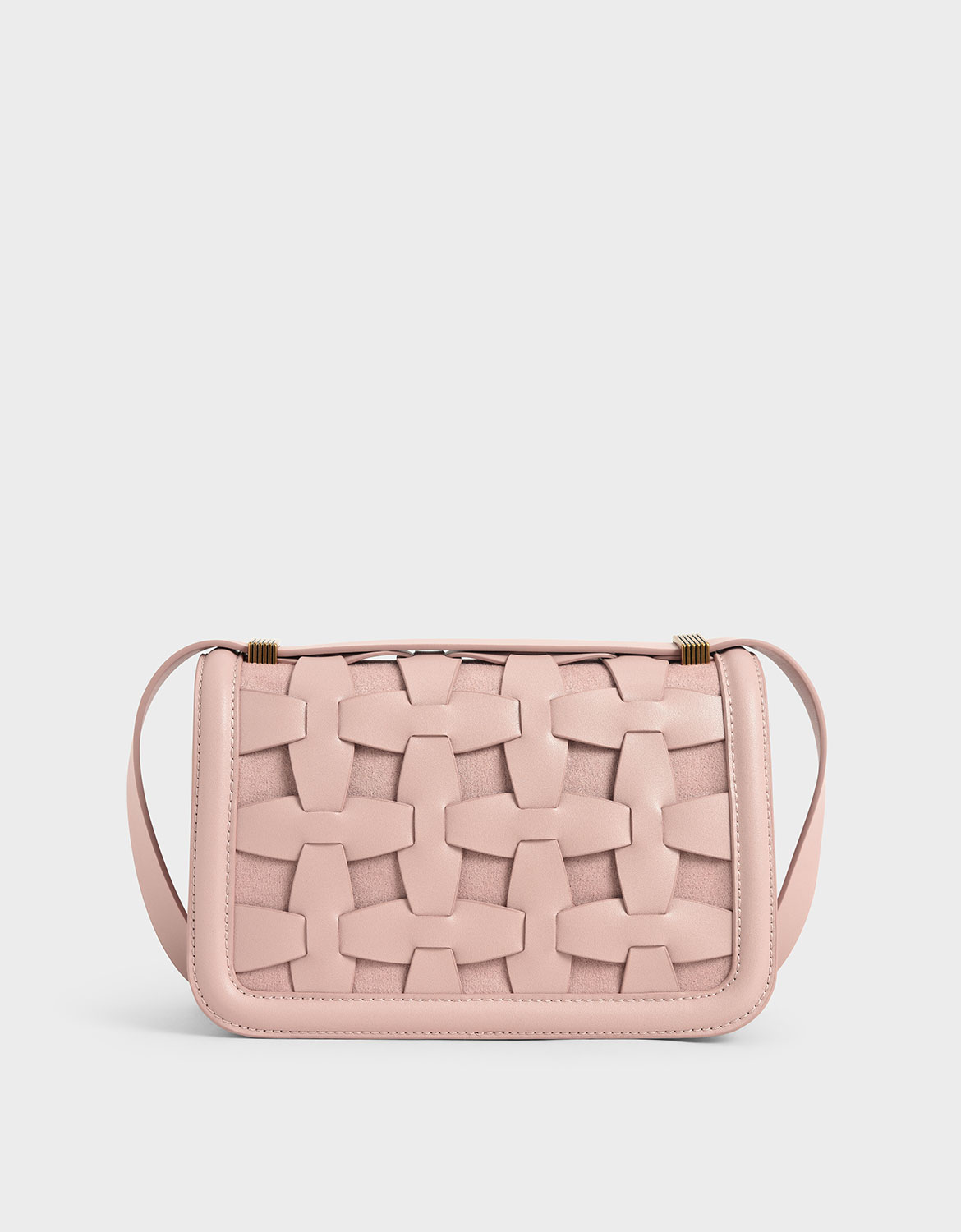 

Weave Detail Shoulder Bag, Pink