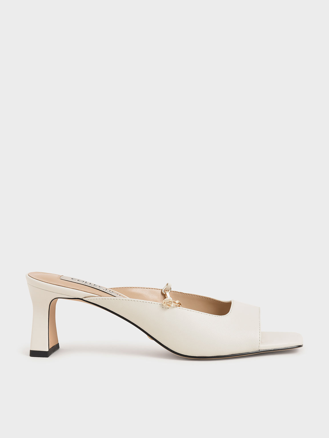 

Leather Chain Link Mules, White