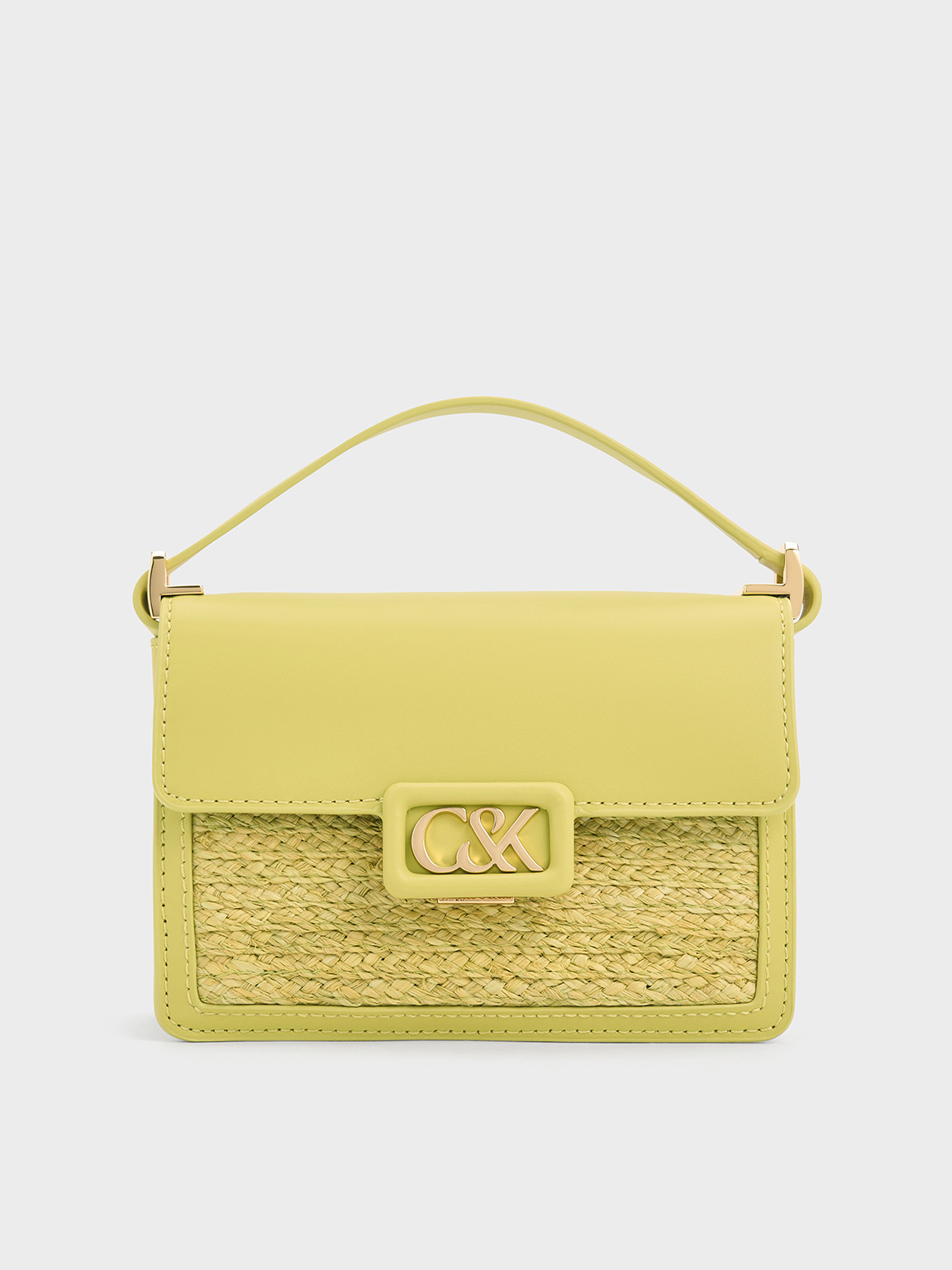 Charles & Keith - Leather & Raffia Boxy Bag