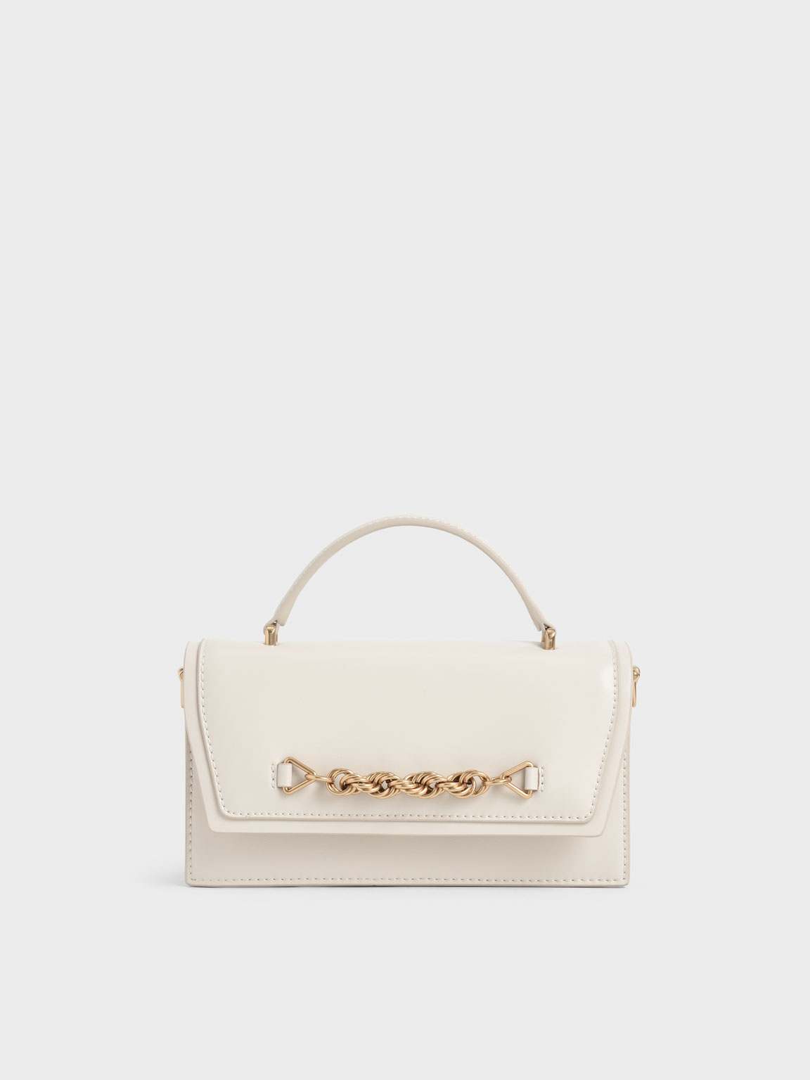 

Top Handle Chain Link Long Wallet, Cream