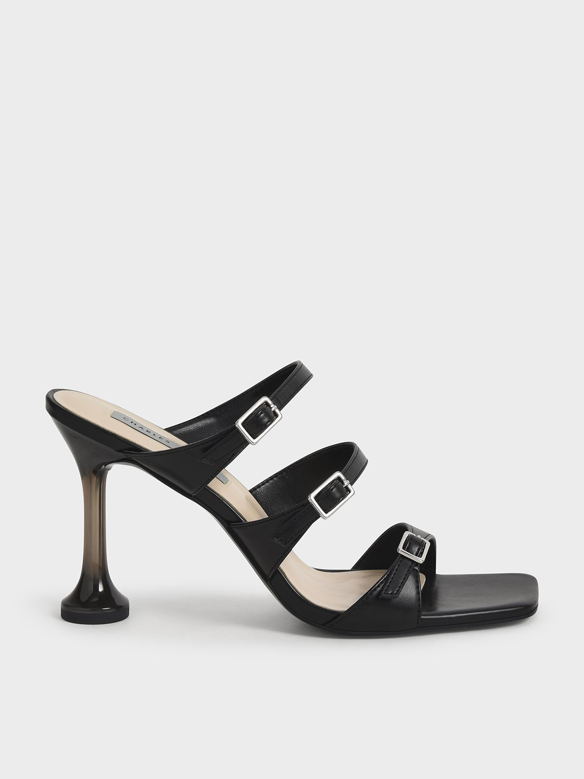 

Triple Strap Sculptural Heel Mules