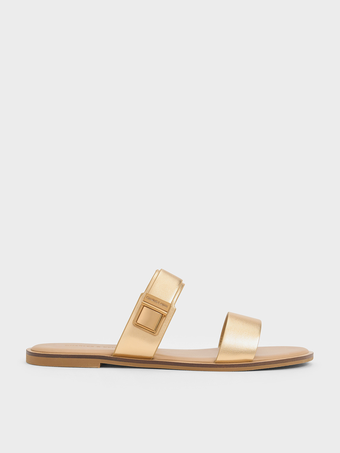 Charles & Keith - Dove Metallic Double-Strap Sandals