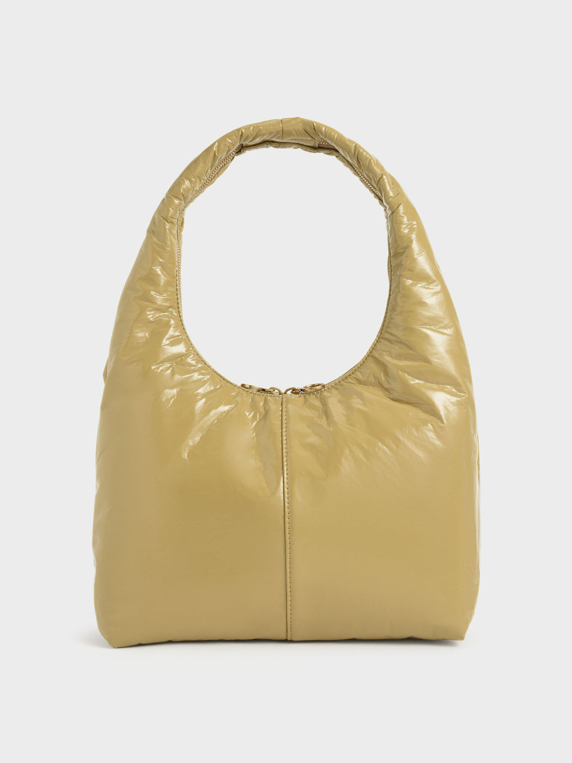 

Wrinkled-Effect Large Hobo Bag, Sand