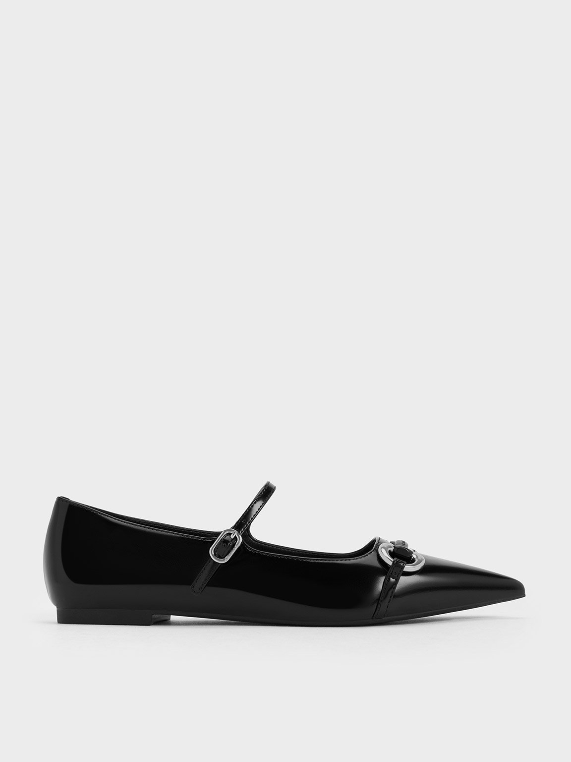 Charles & Keith - Metallic Accent Pointed-Toe Mary Janes