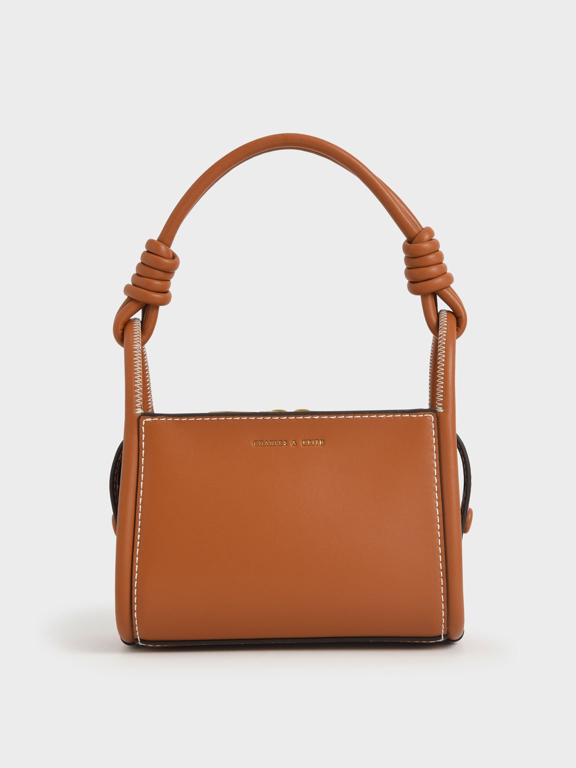 

Knotted Handle Boxy Bag, Cognac