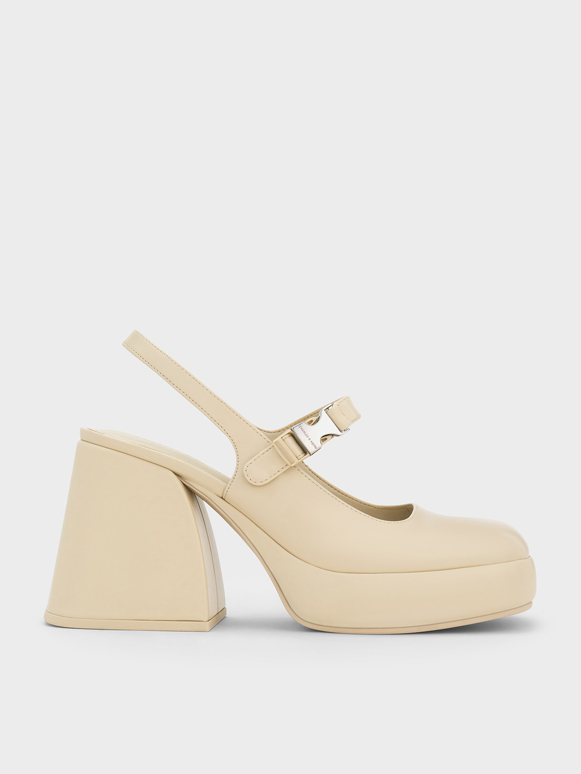 Charles & Keith - Laine Metallic-Buckle Platform Mary Janes