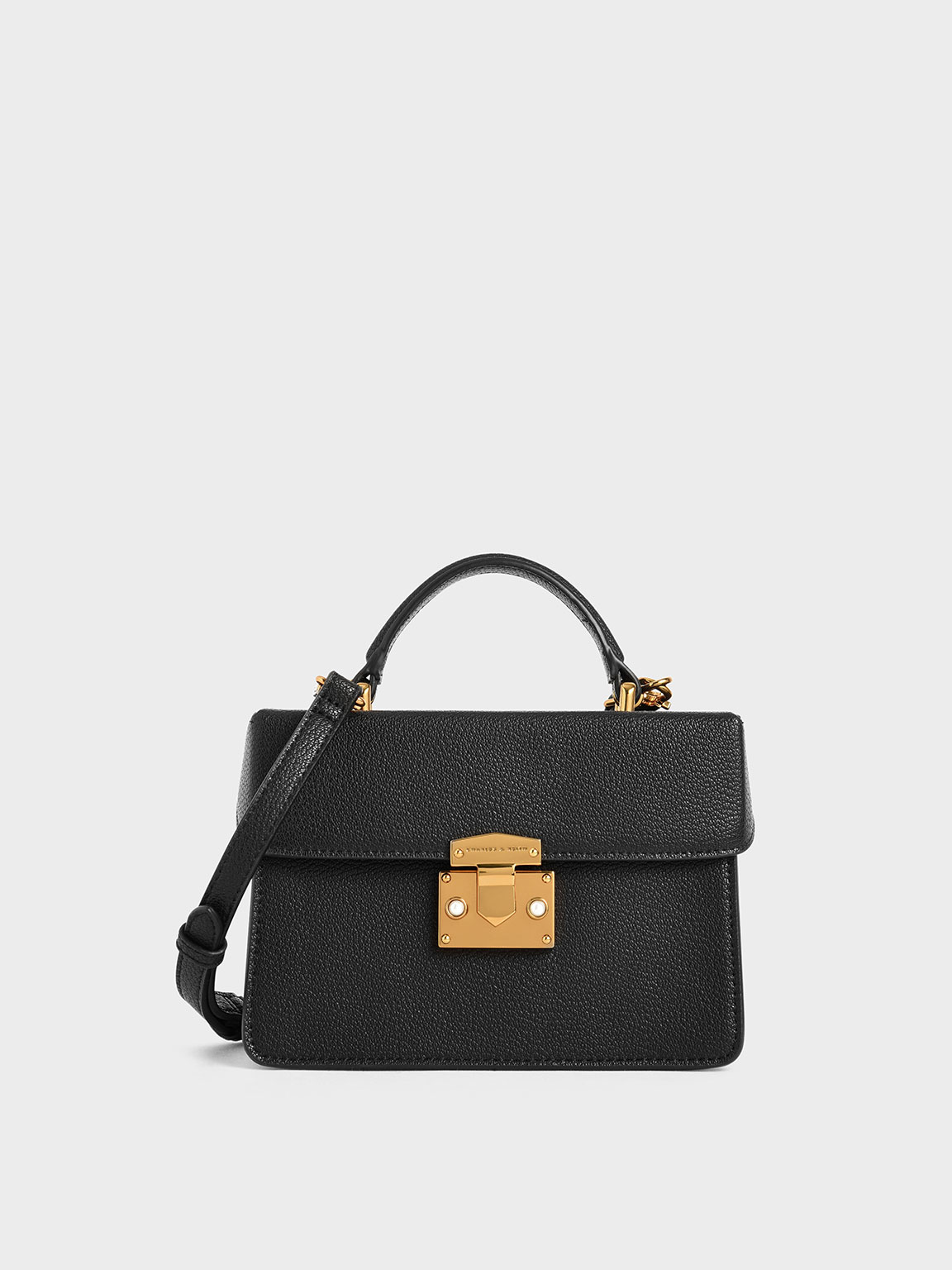 Charles & Keith - Classic Push-Lock Top Handle Bag