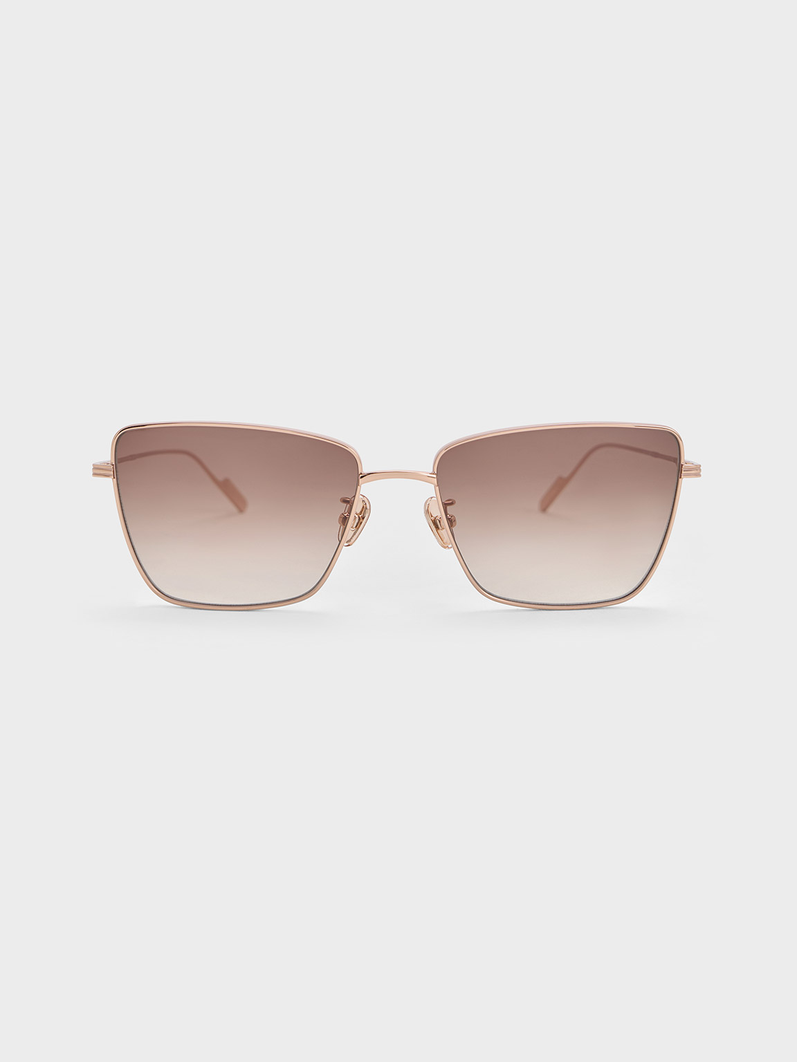 Shop Charles & Keith Metallic-rim Square Sunglasses In Cream