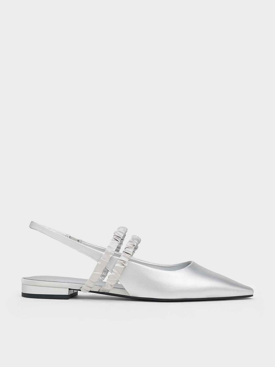 Charles & Keith - Recycled Polyester Ruched-Strap Mary Janes