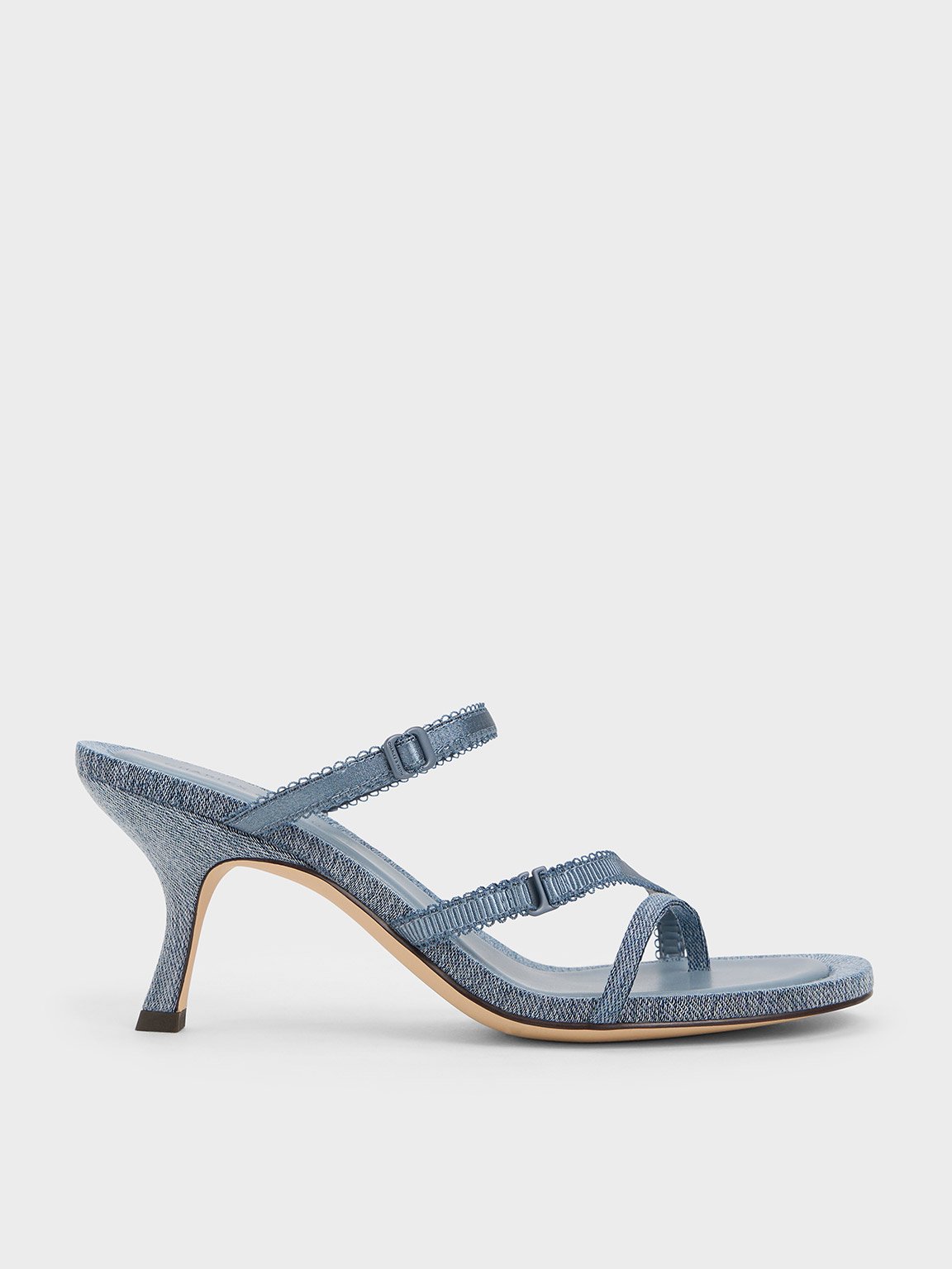 Charles & Keith - Denim Lace-Strap Thong Sandals