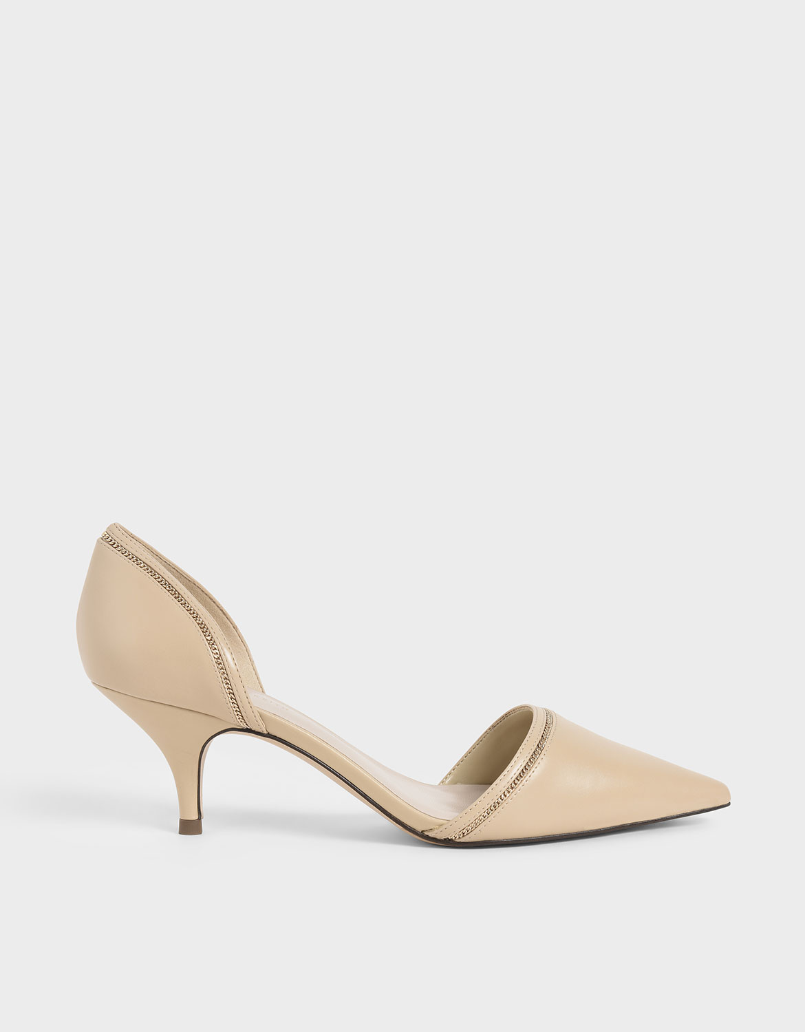 

Embellished D'Orsay Pumps, Beige