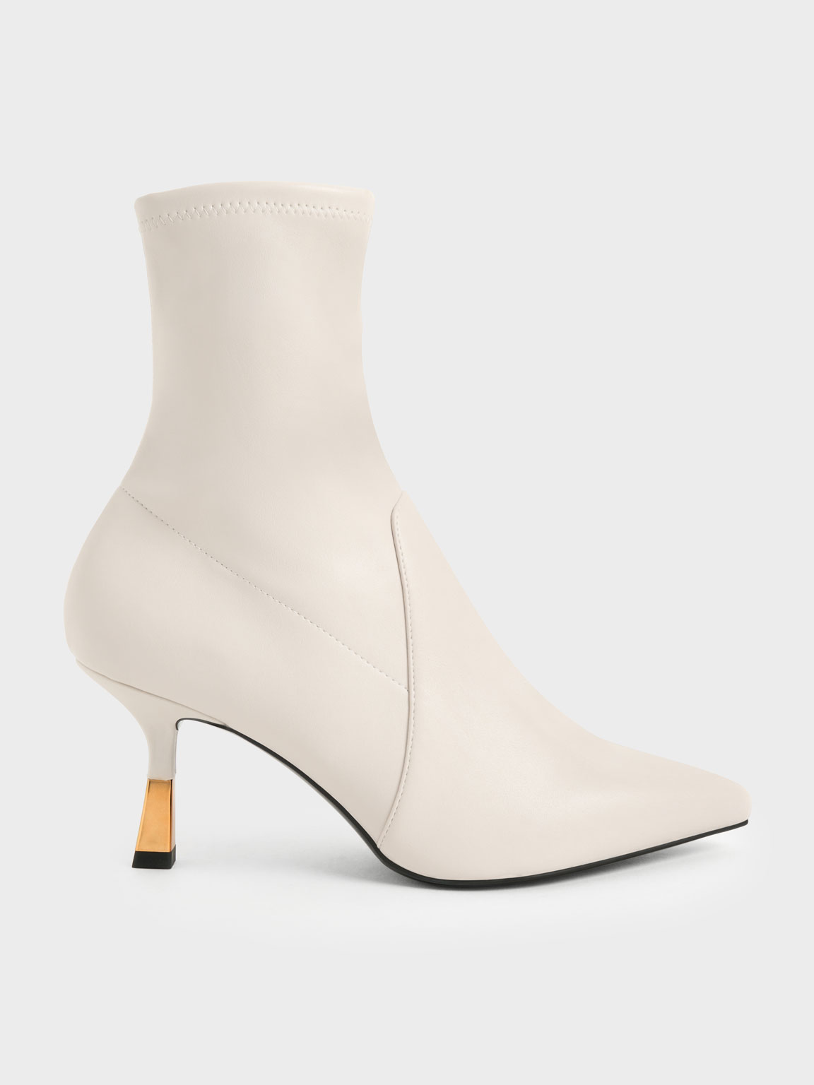 Charles & Keith Kitten Heel Ankle Boots In Chalk | ModeSens