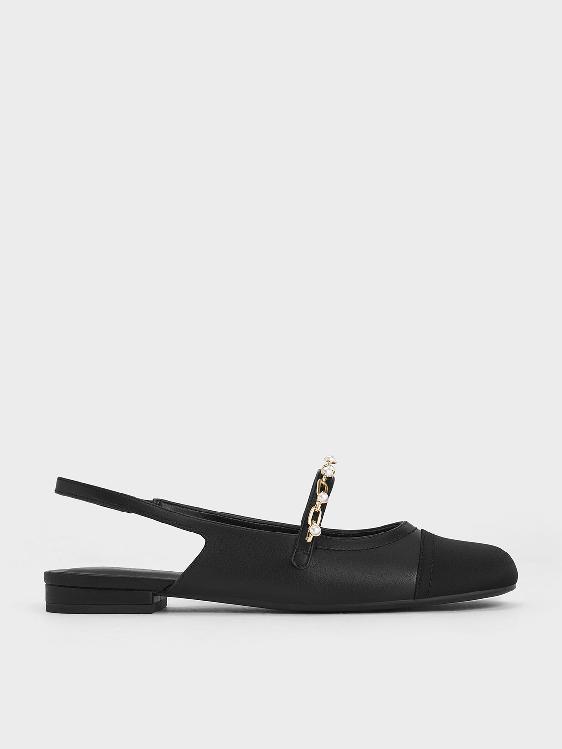 Charles & Keith - Beaded Chain-Link Slingback Flats