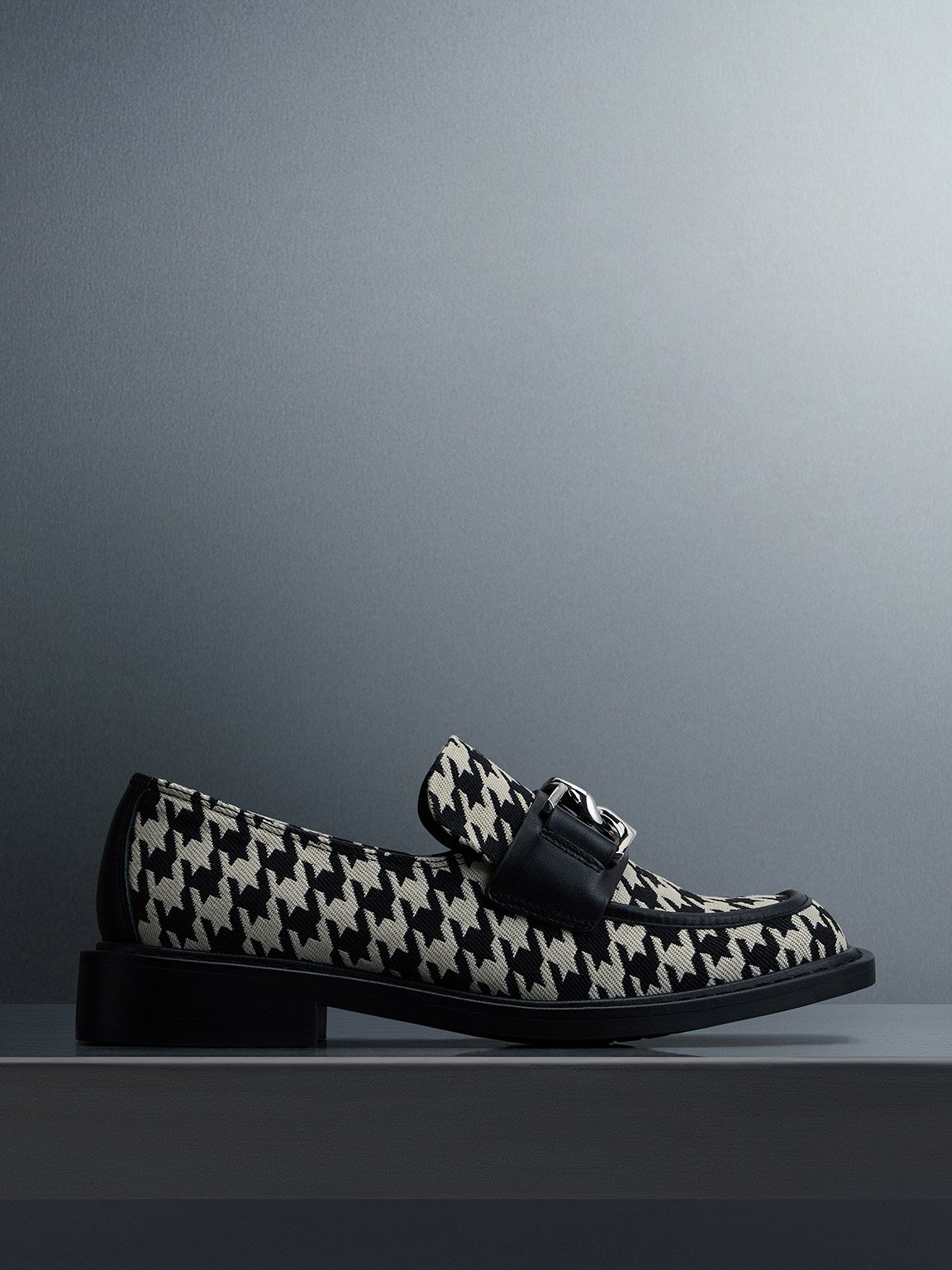 Charles & Keith - Gabine Leather Houndstooth Loafers