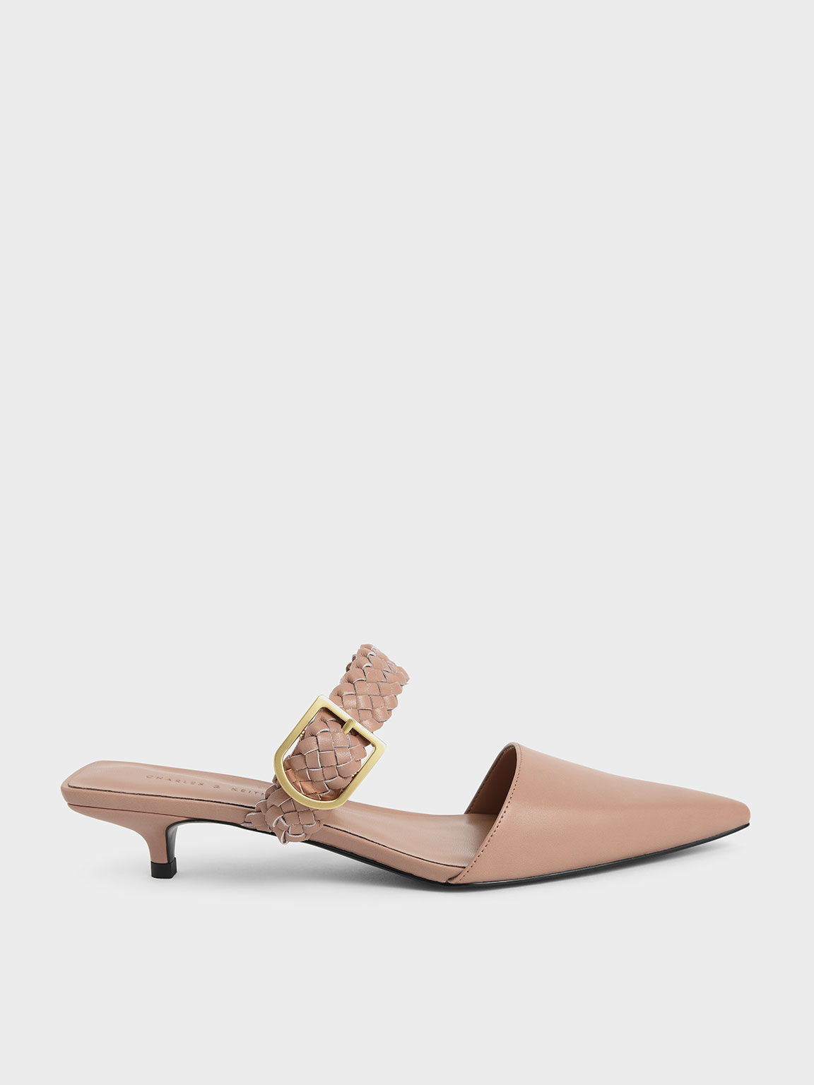 

Woven Buckle Strap Mules, Pink