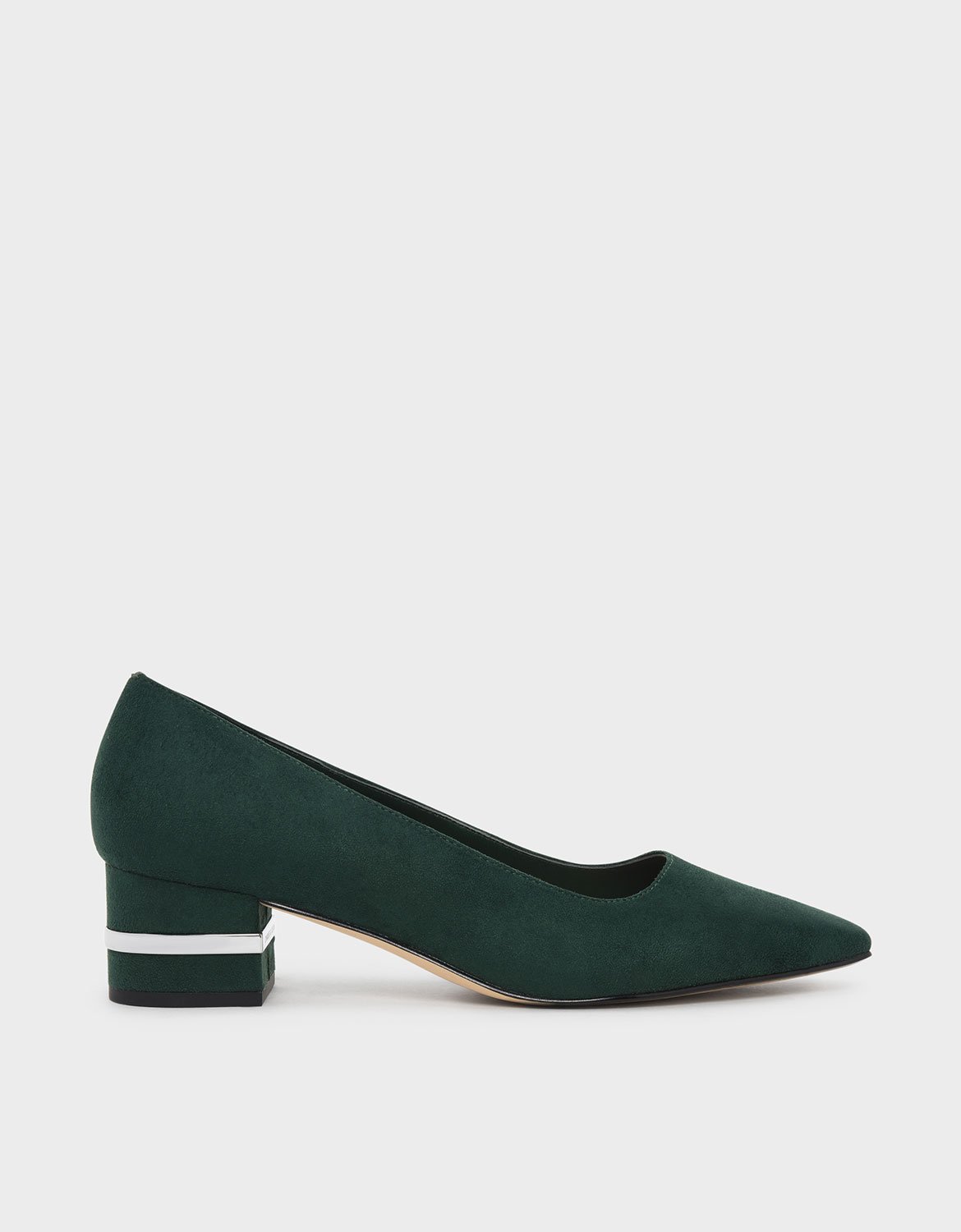 

Metallic Accent Heel Pumps, Dark green