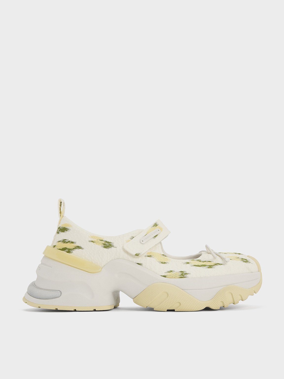 Charles & Keith - Floral-Print Bow Mary Jane Sneakers