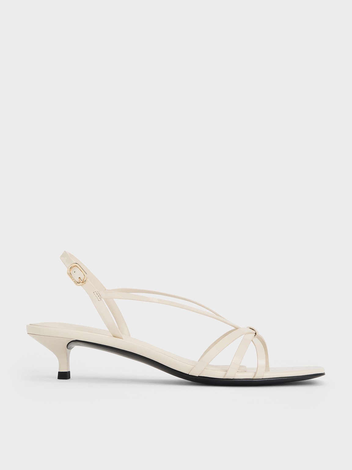 Charles & Keith - Patent Kitten-Heel Strappy Sandals