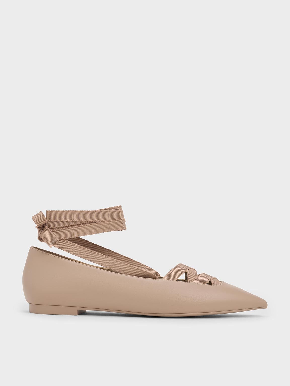 Charles & Keith - Pointed-Toe Tie-Around Ballet Flats