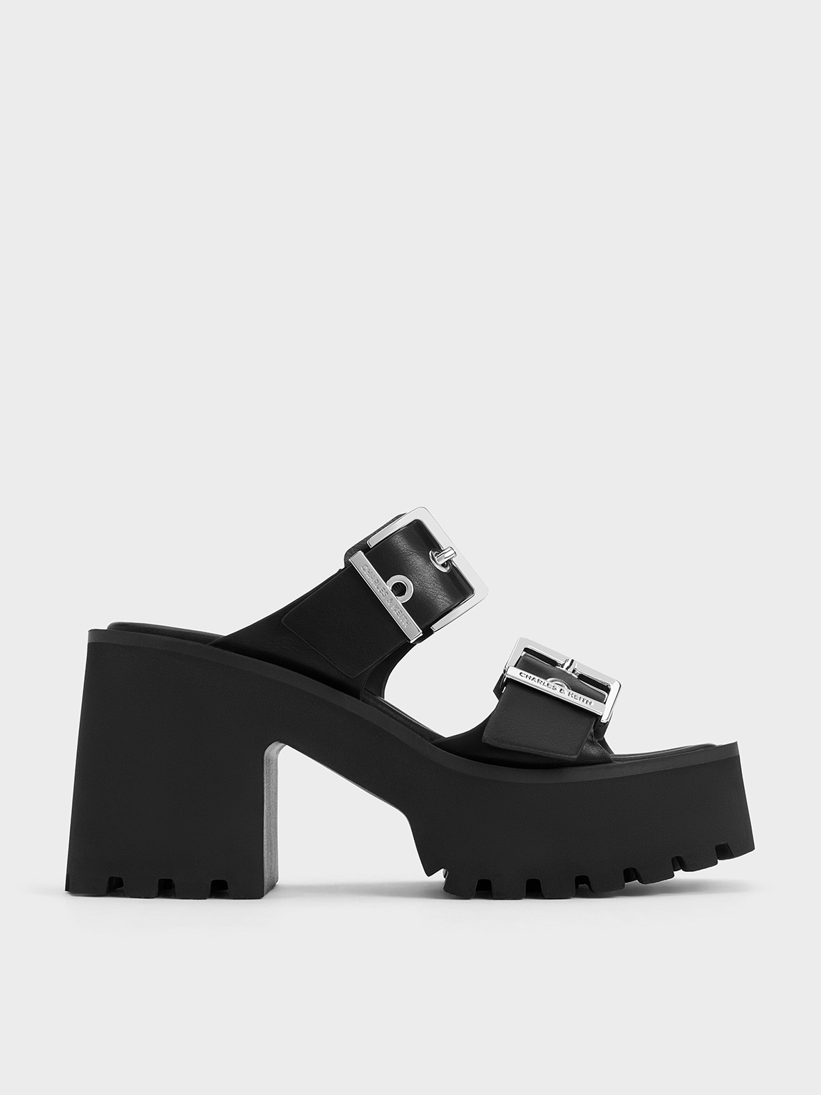 Charles & Keith - Trill Grommet Double-Strap Platform Mules