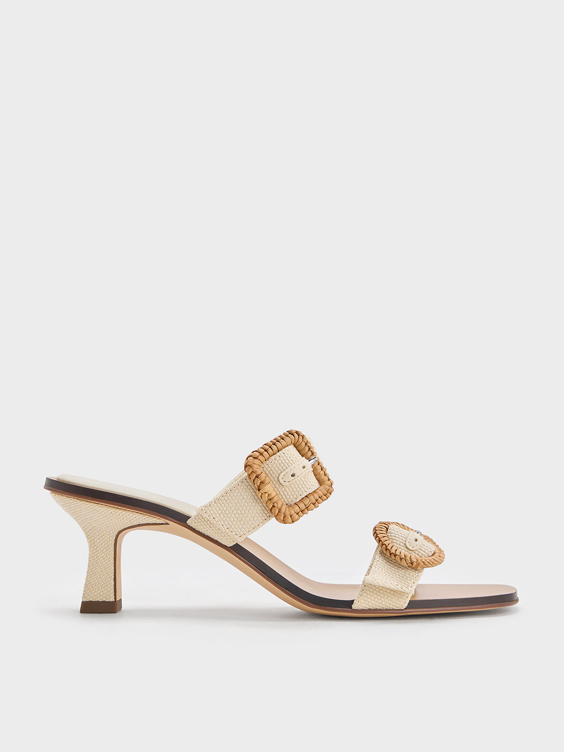 Charles & Keith - Woven-Buckle Heeled Mules